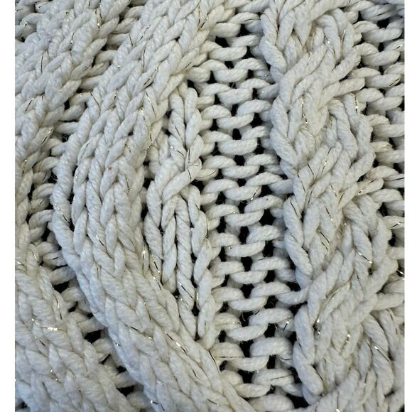 Liz Claiborne Off White Gold Flecked Chunky Knit Turtleneck Sweater Size L - Picture 4 of 7